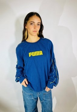 Vintage Size XL Puma Oversized Sweatshirt in Blue