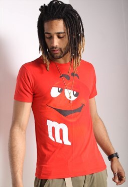 Vintage M and M's Graphic Print T-Shirt Red
