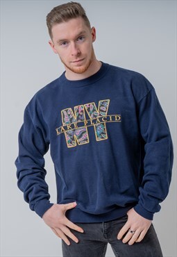 Vintage USA NY Lake Placid Graphic Sweatshirt in Blue XL