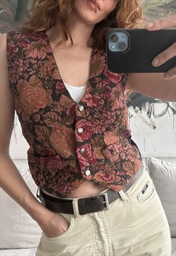 Boho Indian Floral Vest / Top - M