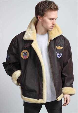 VINTAGE LEATHER SHERPA PILOT JACKET
