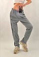 UNISEX 00S ADIDAS GREY & BLACK 3 STRIPE JOGGERS TRACK PANTS