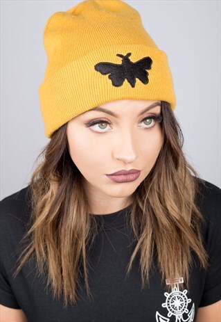 MOTH MUSTARD BEANIE