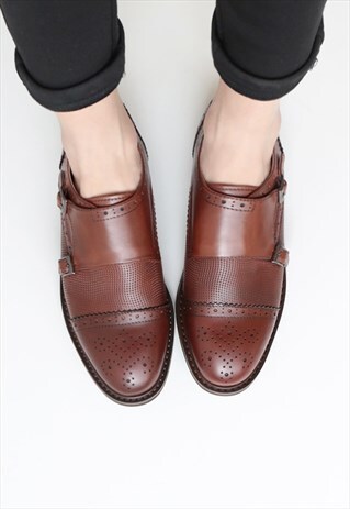 CLASSIC LEATHER MONK STRAP BROGUES