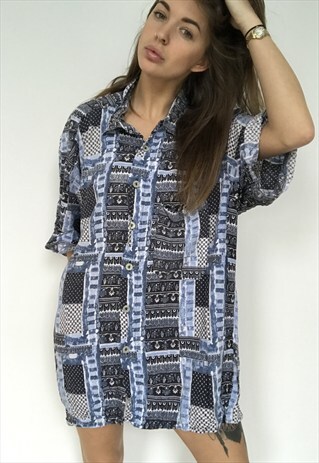 PATTERNED OVERSIZED RETRO VINTAGE UNISEX FESTIVAL SHIRT