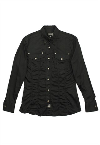 VINTAGE VERSACE MEDUSA BUTTON BLACK SHIRT