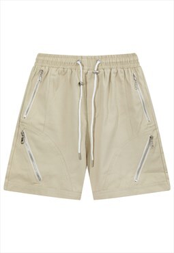 Extreme zippers utility shorts premium gorpcore pants cream