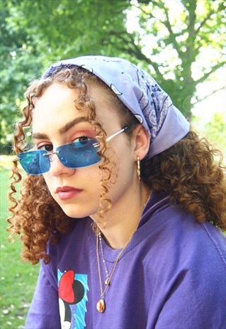 BLUE LENS 90S STYLE FRAMELESS SUNGLASSES