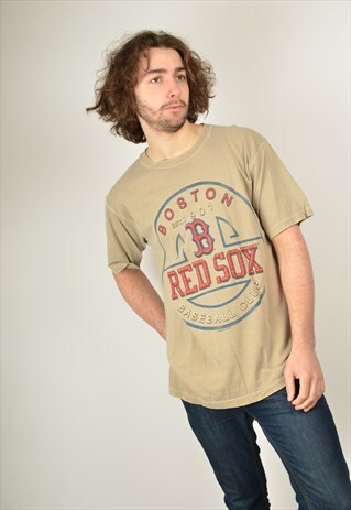 VINTAGE BOSTON RED SOX GRAPHIC PRINT T-SHIRT BEIGE