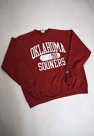 VINTAGE 90S CHAMPION RED 'OKLAHOMA' SWEATSHIRT