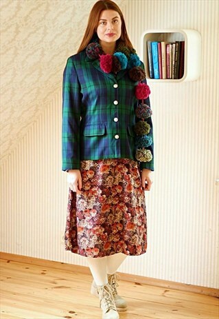 BLUE AND GREEN CHECKED VINTAGE JACKET