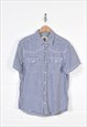 Vintage Levi's Shirt 90s Checked Short Sleeve Blue Large