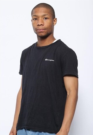 VINTAGE CHAMPION CHEST LOGO T-SHIRT BLACK