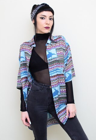 VINTAGE 90'S FUNKY CRAZY PATTERNED OVERSIZED SHIRT