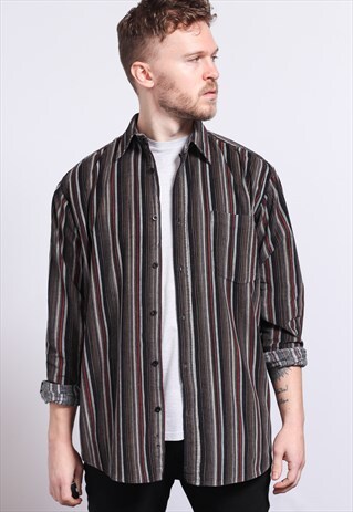 VINTAGE CORDUROY CORD STRIPED SHIRT