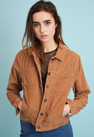 90'S RETRO MINIMALIST CORDUROY SCANDI JACKET TOP