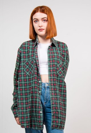 VINTAGE 90'S GREEN CHECK FLANNEL SHIRT