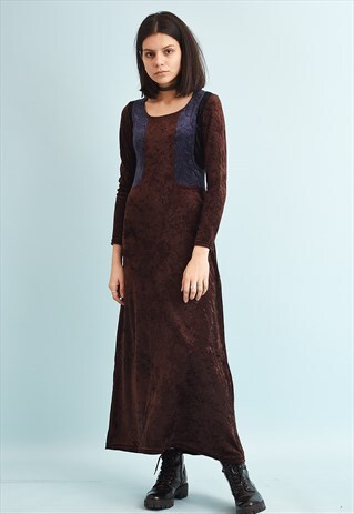 80'S RETRO VELVET SHIMMER MAXI DRESS