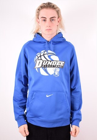 NIKE MENS VINTAGE DUNDEE HOODIE JUMPER MEDIUM BLUE 90S