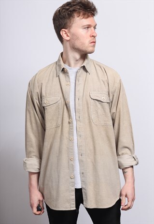 VINTAGE CORDUROY CORD SHIRT BEIGE