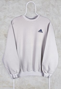 Vintage Beige Adidas Sweatshirt 90s Embroidered Large