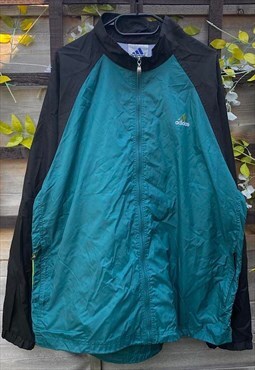 Vintage Adidas green & black windbreaker jacket XL