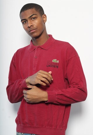 VINTAGE LA CHEMISE LACOSTE LOGO LONG SLEEVED POLO SHIRT RED
