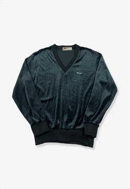 Vintage 80s RARE Seaglen V-Neck Sweatshirt Black Medium