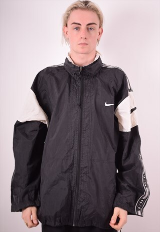 NIKE MENS VINTAGE RAIN JACKET XL BLACK 90S