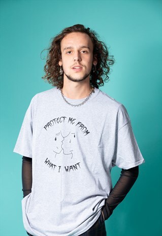 OVERSIZED T-SHIRT IN GREY WITH BLACK MOTIF