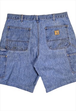 Men's Carhartt Denim Carpenter Cargo Shorts Blue Size W36