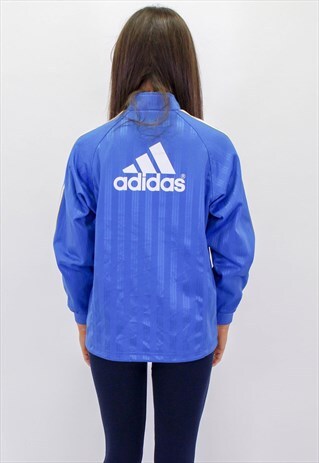 VINTAGE ADIDAS JACKET IN BLUE WITH LARGE LOGO