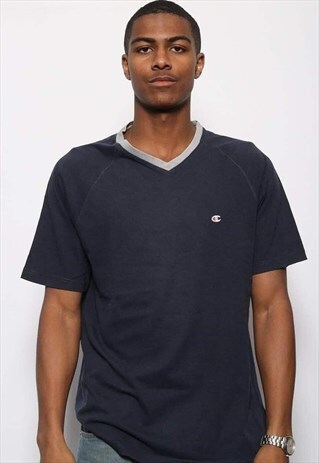VINTAGE CHAMPION LOGO T-SHIRT NAVY BLUE