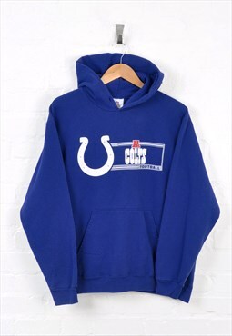 Vintage Indianapolis Colts Hoodie Blue Medium