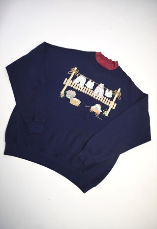 VINTAGE 90S WILLOW BAY NAVY SWEATSHIRT