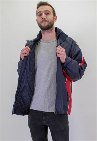 VINTAGE NIKE PADDED WINDBREAKER JACKET IN BLUE LARGE