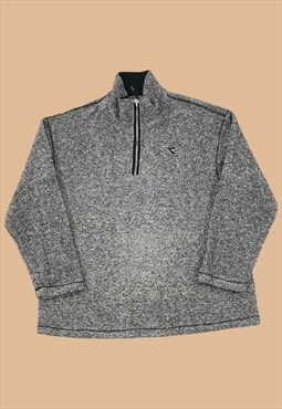 Vintage Fleece Branded Diadora 1/4 Zip Grey XXL