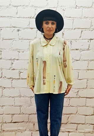 VINTAGE CREAM LONG SLEEVED BLOUSE