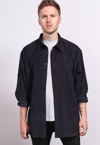 VINTAGE CORDUROY CORD SHIRT BLUE