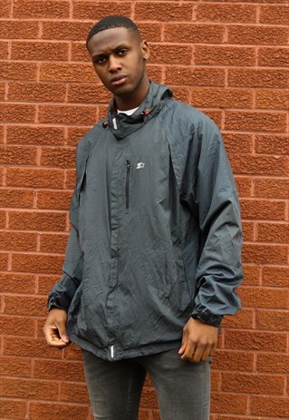 VINTAGE STARTER SHELL JACKET IN GREY