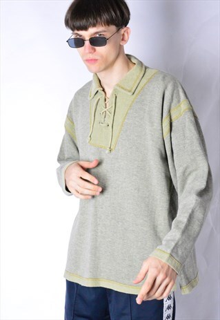 VINTAGE 90S GRUNGE GREY OLIVE GREEN SHIRT