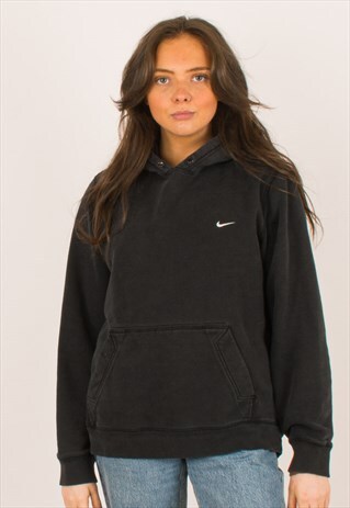 VINTAGE BLACK NIKE SWOOSH HOODIE PULLOVER LARGE