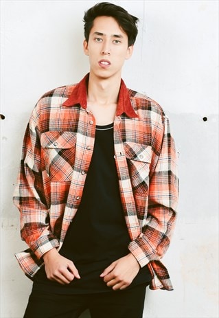 VINTAGE WOOL CHECK PRINT SHIRT