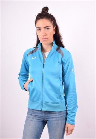 NIKE WOMENS VINTAGE TRACKSUIT TOP JACKET SMALL BLUE 90'S