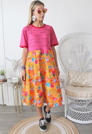 DRESS TEE-SHIRT VINTAGE PRINTED FABRIC
