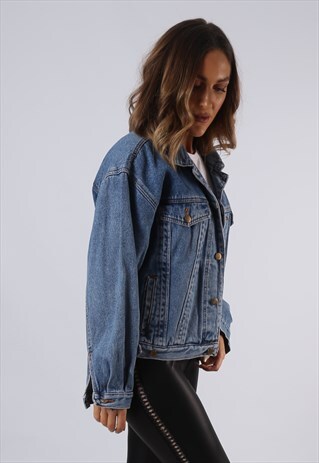VINTAGE DENIM JACKET OVERSIZED FITTED UK 12-14 M/L (C3R)