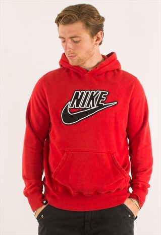 VINTAGE RED NIKE SPELLOUT HOODIE PULLOVER