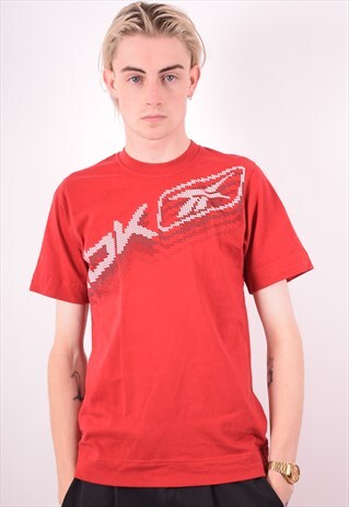 REEBOK MENS VINTAGE T-SHIRT TOP SMALL RED 90S