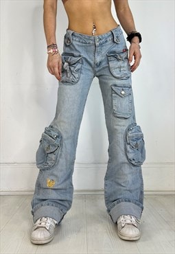 Vintage 90S Jeans Utility Cargo Baggy Y2k Streetwear 