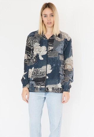 VINTAGE 80S BLUE MIXED BOMBER JACKET